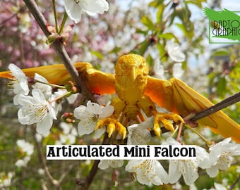 Golden 3D Printed Peregrine Falcon: Articulated Bird Model
