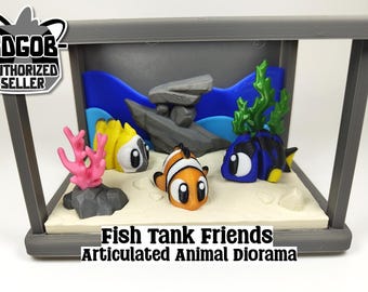 Diorama akwarium drukowanego w 3D: Zestaw ruchomych rybek Fidget