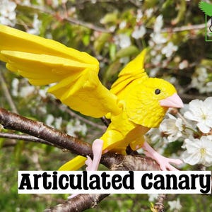 Modelo de canario articulado impreso en 3D: juguete antiestrés de pájaro articulado