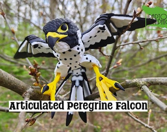3D Printed Articulated Peregrine Falcon Model: Poseable Bird of Prey