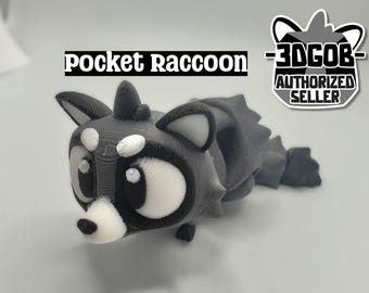 Articulated Raccoon Fidget Model – Flexible 3D Printed Racoon - Pocket Animal – Sensory Desk Pet