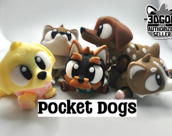Drukowany w 3D ruchomy, ruchomy piesek: jamnik, corgi, golden retriever