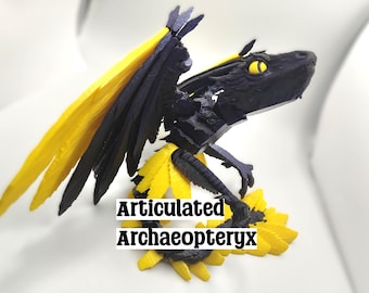 Articulated Archaeopteryx 3D Printed Dinosaur Model Articulated Dragon Wyvern Ornament Display Item – Custom Colour
