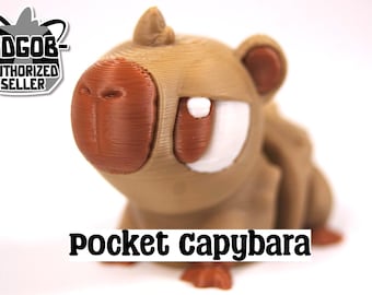 Artikulerad kapybara-fidgetmodell – Flexibel 3D-utskriven kapybara i fickformat – Sensoriskt skrivbordsdjur