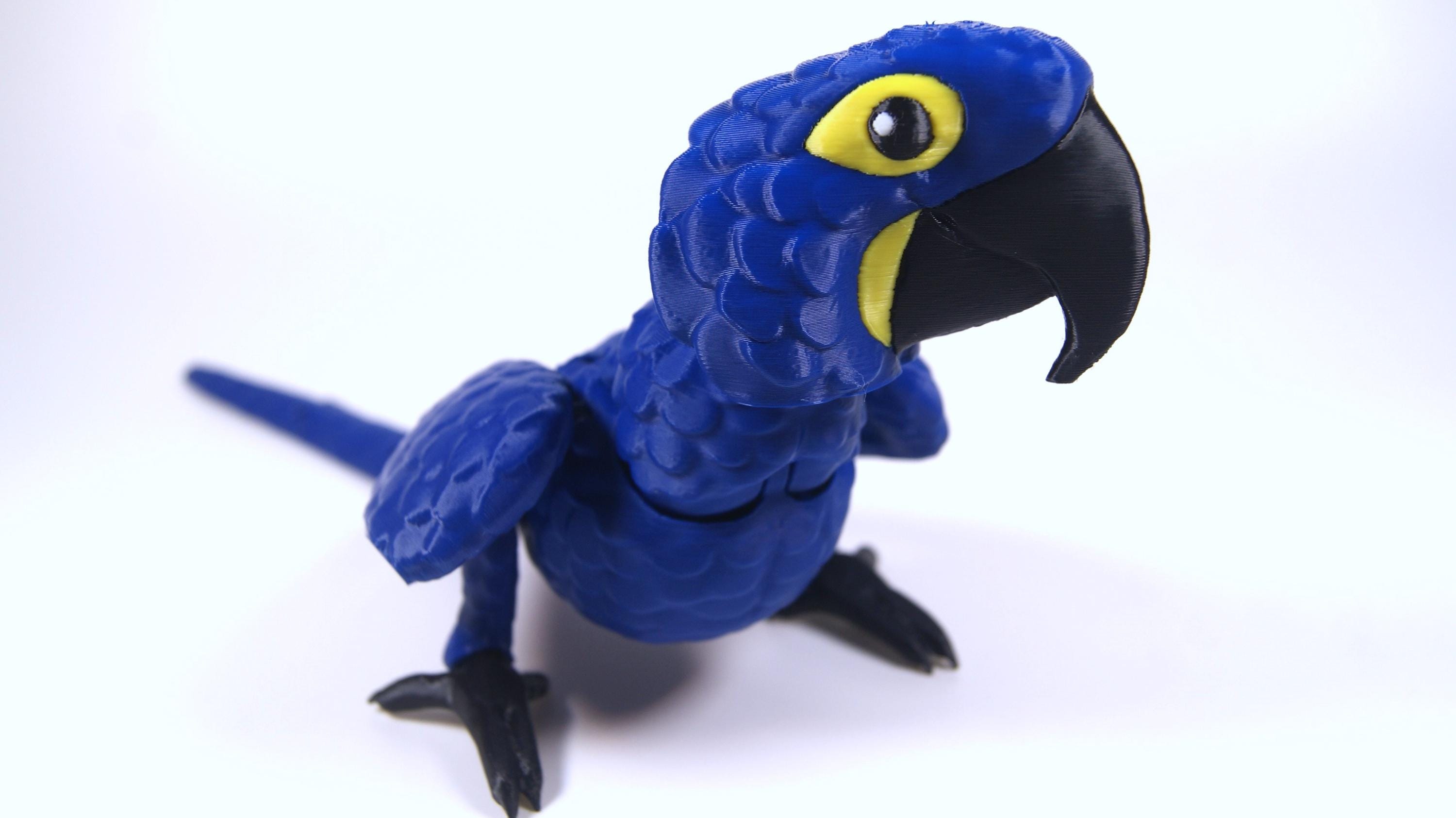 3D Printed Articulated Hyacinth Macaw: Poseable Parrot Fidget - Etsy
