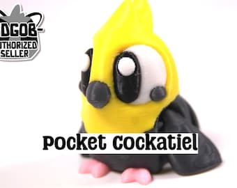 Articulated Cockatiel Fidget Model – Flexible 3D Printed Bird Pocket Animal – Sensory Desk Pet