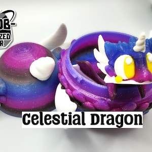 3D Printed Dragons - Articulated Dragon Fidget Collectable - Pocket Animal Desk Pet - Celestial Dragon and Storage Egg