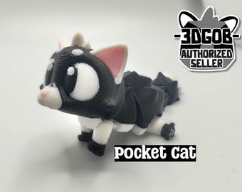 Articulated Cat Fidget Model – Flexible 3D Printed Cat Kitten - Pocket Animal – Sensory Desk Pet