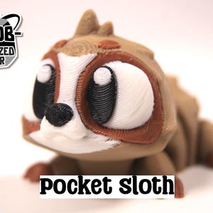 Articulated Sloth Fidget Model – Flexible 3D Printed Sloth Pocket Animal – Sensory Desk Pet