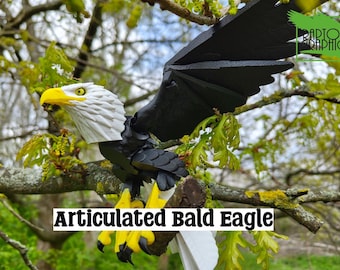 3D Printed Articulated Bald Eagle Model: Poseable Bird of Prey