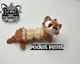 Articulated Ferret Fidget Model – Flexible 3D Printed Ferret - Pocket Animal – Sensory Desk Pet