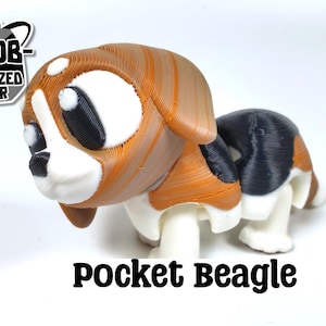 Modelo articulado de beagle para inquietarse: perro beagle flexible, impreso en 3D, de bolsillo, para escritorio sensorial de mascotas