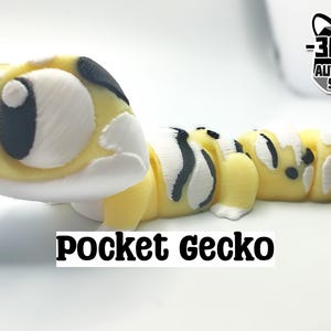 Articulated Gecko Fidget Model – Flexible 3D Printed Lizard Pocket Animal – Sensory Desk Pet