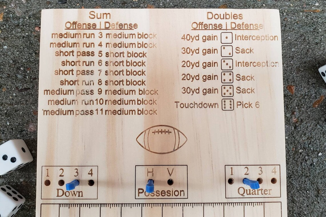 Wooden Football Dice Game Etsy