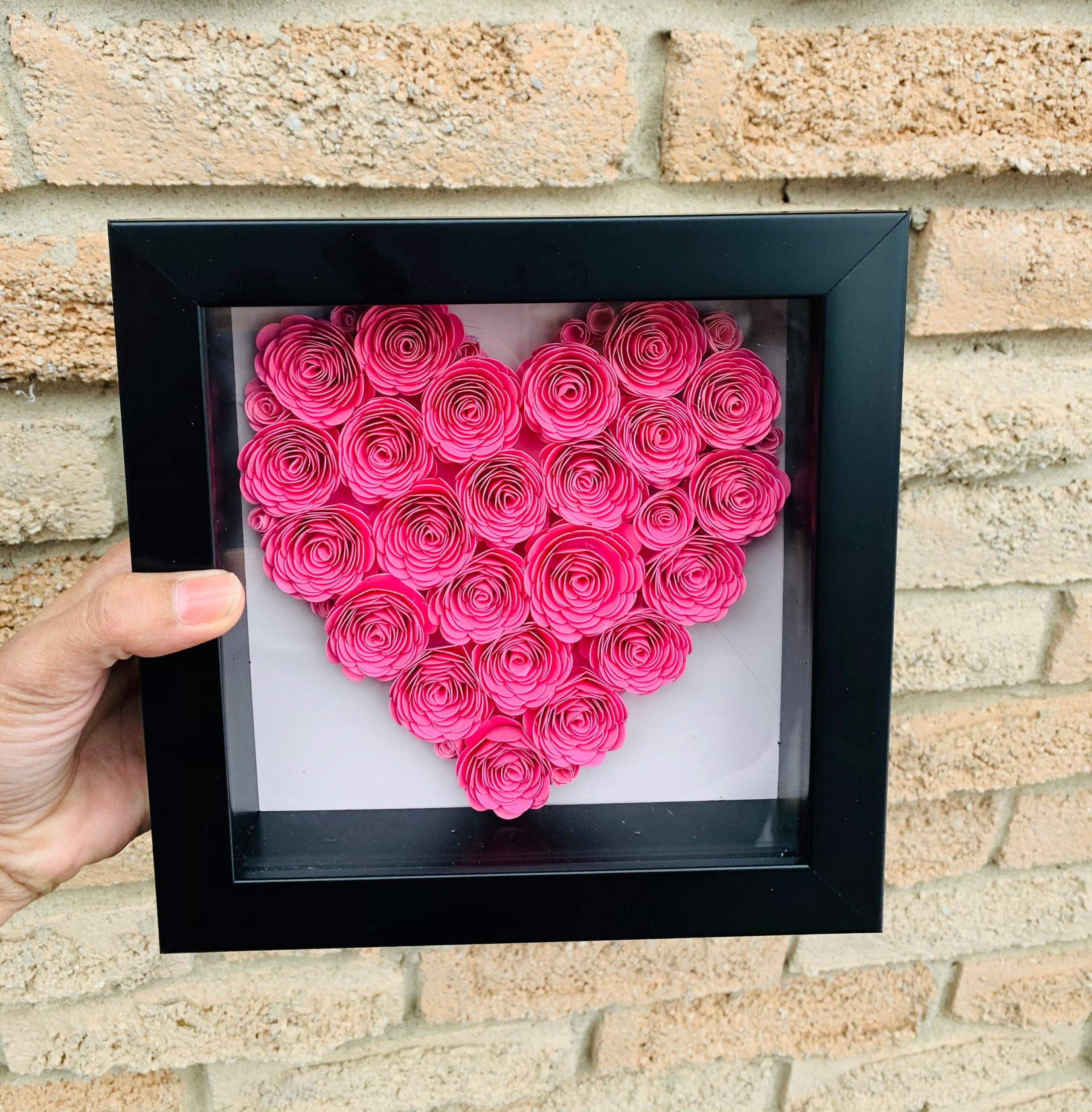 Floral Heart Shadow Box Frame 6x6 Customizable Etsy