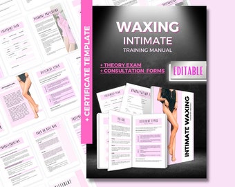 Intimate Waxing Training Manual Editable.Hair Removal.Female Brazilian,Bikini Wax Guide.Theory Exam.Instant Download.PDF Training Ebook.