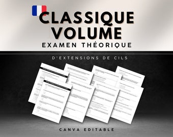 French Classic and Volume Lash Extension Student Theory Exams for Certification, Editable Lash Test, Training, Lash Quiz Guide