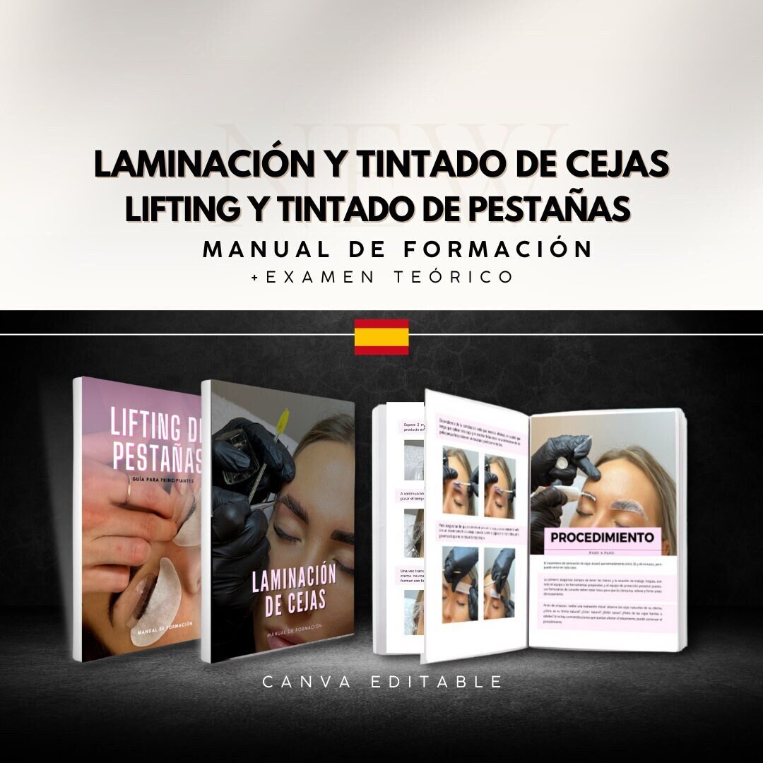 Spanish Brow Lamination and Lash Lift Tint Training Manual. Editable