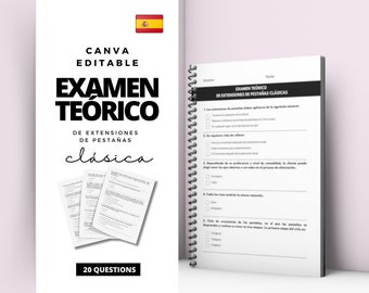 Spanish Classic Lash Training Theory Exam, Student Test, Lash Quiz, Lash Guide, Trainers, Editable, Instant Download