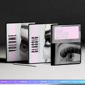 Manuel de formation modifiable sur les extensions de cils classiques et volumineux, cahier d'exercices sur la stylisation et la cartographie des cils, lot d'ebooks sur les cils pour tuteur, étudiants et académies