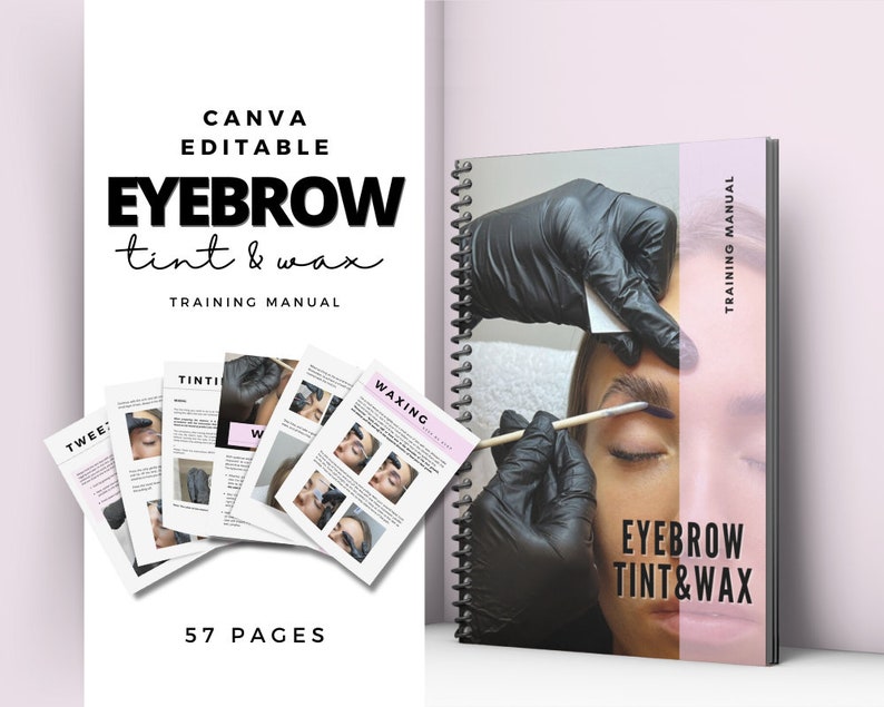 Eyebrow Waxing and Tinting Training Manual for Trainers,Tutors,Students,Academies.Editable Ebook,Brow Tech.Brow Wax and Tint Course Template image 1