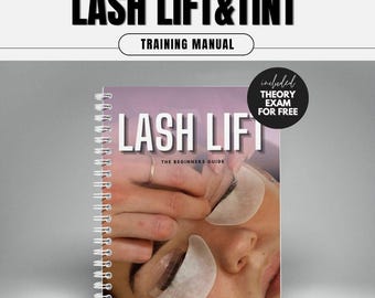 Manual de capacitación en levantamiento de pestañas, libro electrónico sobre levantamiento y tinte de pestañas, guía de pestañas / curso de belleza, manual de pestañas, levantamiento de pestañas, certificado y examen teórico.