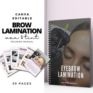 Brow Lamination,Waxing Training manual.Eyebrow Tint.Editable Template.Learn.Teach.Students.Theory exam.Certificate Template.Printable Ebook