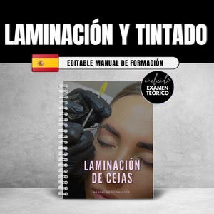 Manual de Treinamento de Laminação de Sobrancelhas em Espanhol – E-book Editável com Teoria de Tintura e Cera, Guia do Aluno, Exame, Modelo para Impressão