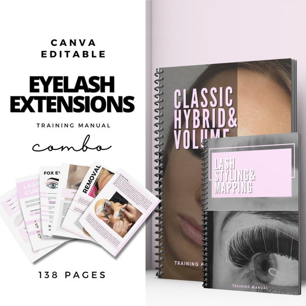 Editable Classic Hybrid Volume Lash Training Manual for Lash Instructors.Lash Styling and Mapping Practise Sheets.Eyelash Extension Training