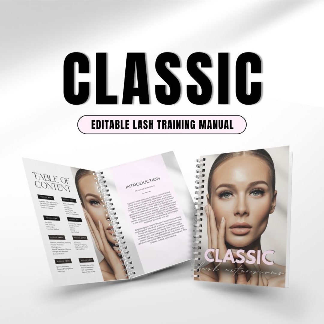 Classic Lash Extension Training Manual,editable Eyelash Training Manual