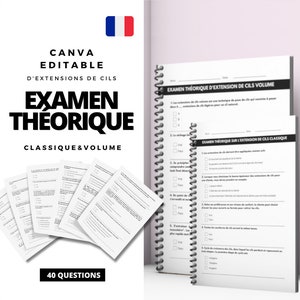Französische klassische und Volumen-Lash-Verlängerung Schüler-Theorieprüfungen zur Zertifizierung, bearbeitbarer Lash-Test, Training, Lash Quiz-Leitfaden