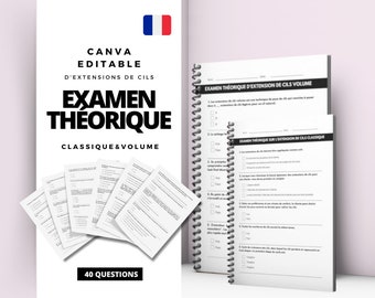 French Classic and Volume Lash Extension Student Theory Exams for Certification, Editable Lash Test, Training, Lash Quiz Guide