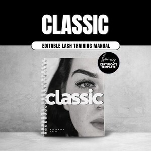 Manual de Treinamento de Extensão de Cílios Clássicos – Guia para Iniciantes - Certificado Editável | E-book do Curso de Cílios para Imprimir para Estudantes | Download Imediato