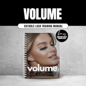 Volume Lash Extension Training Manual for Trainers,Students,Academies, Editable Ebook, Lash Tech, Certificate Template, Printable Lash Guide