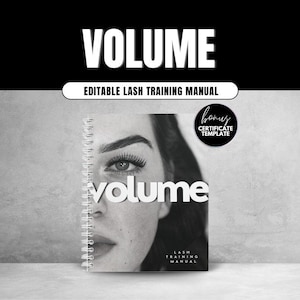 Volume Lash Editable Training Manual, Canva Eyelash Extensions Guide for Students & Tutors, Printable Lash Ebook, Lash Course