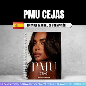 Puede incluir: Un manual de formación encuadernado en espiral titulado PMU CEJAS con una portada que muestra el retrato de una persona de cabello oscuro. El texto PMU CEJAS y EDITABLE MANUAL DE FORMACIÓN aparece en la portada, junto a un icono de bandera española.