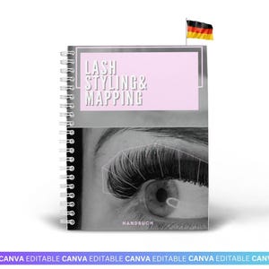 German Lash Mapping & Styling Workbook – Editable Canva Manual + Printable Lash Maps,Practice Sheets, Training Workbook PDF for Lash Artists