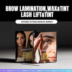 Editable Brow Lamination and Lash Lift, Tint Training Manual, Beauty eBook, Lash and Brow Guide, Brow Wax and Tint, Certificate Template