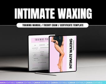 Intimate Waxing Training Manual Editable.Hair Removal.Female Brazilian,Bikini Wax Guide.Theory Exam.Waxing Ebook.Editable Wax Template