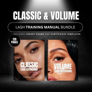 Manuel de formation en extensions de cils, manuel de cours modifiable, guide de formation volume classique, modèle de cours d'extensions de cils sur Canva, e-book sur les extensions de cils personnalisées