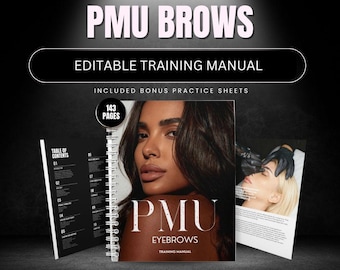 PMU Brows Training Manual – Microblading, Ombre & Powder Brows Course | Editable Student Guide | Permanent Makeup Ebook | Brow Mapping