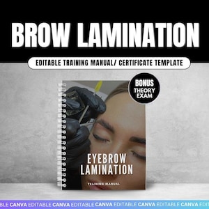 Eyebrow Lamination Training Manual, Eyebrow Wax and Tint eBook,Brow Waxing Treatment Guide, Editable Brow Course Trainers,Students,Academies