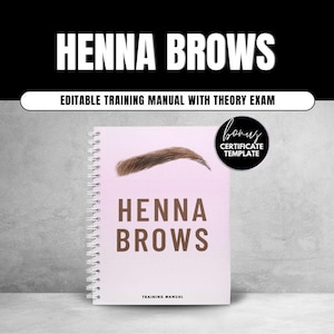 Henna Brows, Trainingsanleitung, Zertifikatsvorlage, Henna, Augenbrauen, Brauengestaltung, Lernen, Lehren, Theoretische Prüfung, Test.