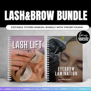 Lash Lift Tint Training Manual,Brow Lamination,Waxing Training Manual,Brow Wax and Tint Guide,Theory Exam,Certificate Template,Digital ebook
