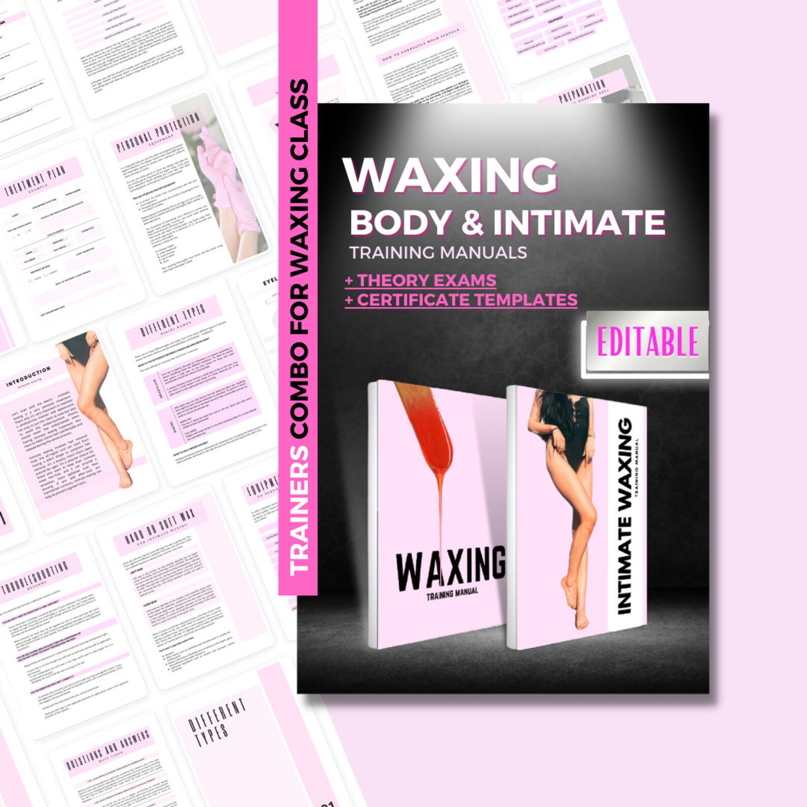 Intimate and Body Waxing Training Manual. Editable Female Wax Guide