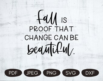 Fall Is Proof That Change Is Beautiful SVG, Fall Quotes SVG, Autumn Sublimation Design, Fall PNG Files, Fall Shirt Svg, Fall Printables