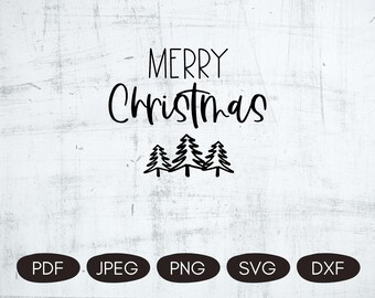 Merry Christmas With Trees SVG, Christmas Sublimation Designs, Christmas Quote SVG, Christmas Cut Files, Christmas Mug PNG, Digital Download