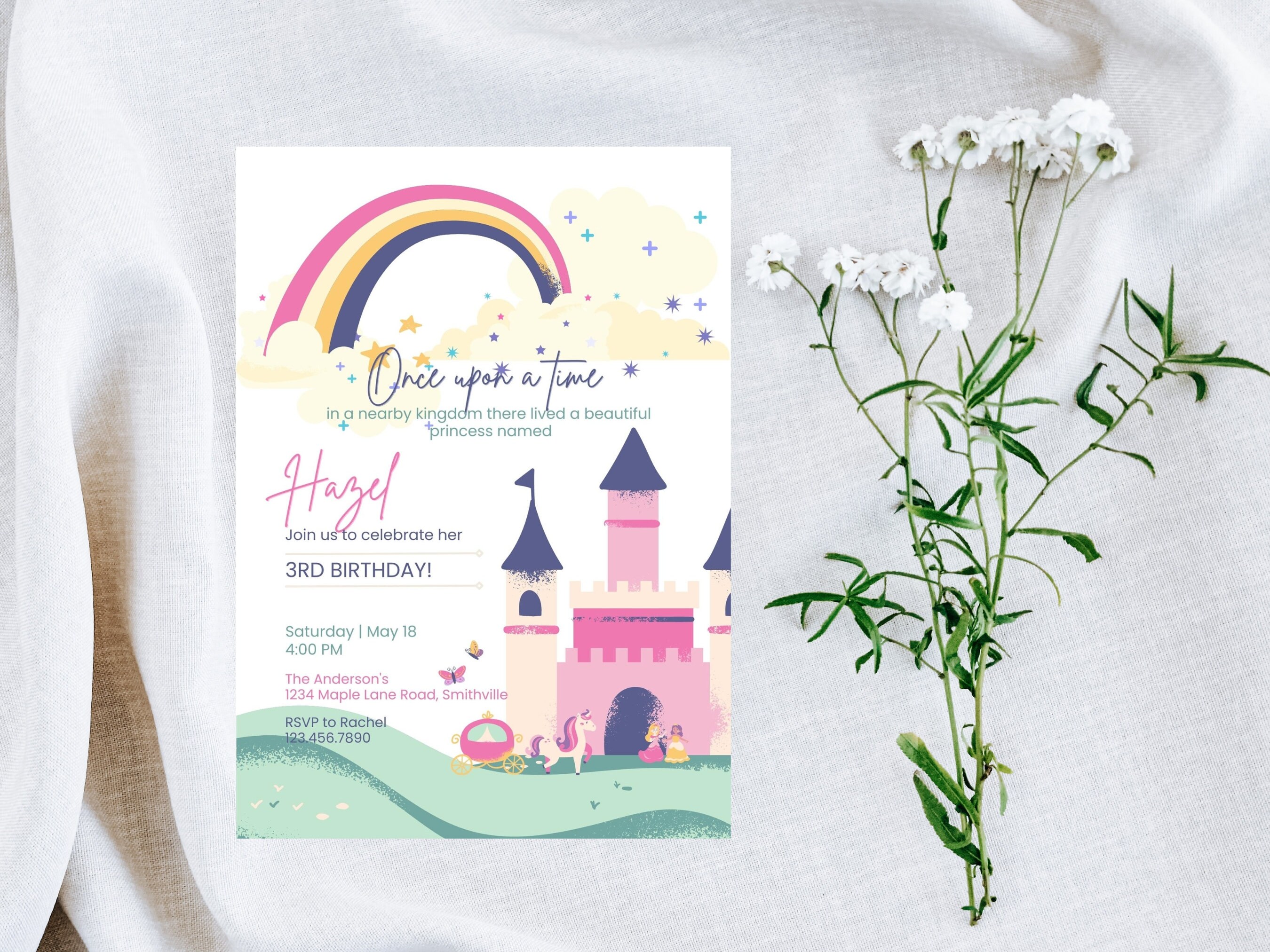Editable Princess Invitation, Once Upon A Time, Printable Princess ...