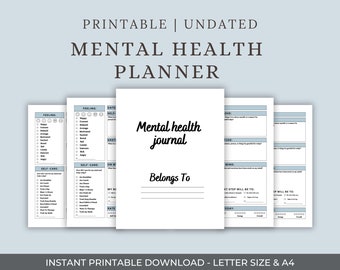 Mental Health Journal Printable Mental Health Planner Anxiety Mood ...