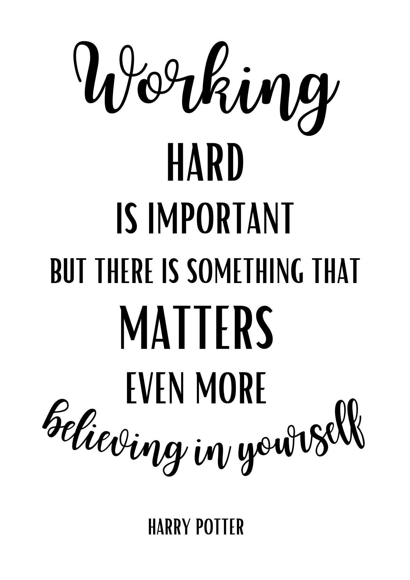 Working hard is important Harry Potter Wall Print A4 Etsy